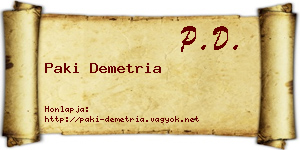 Paki Demetria névjegykártya